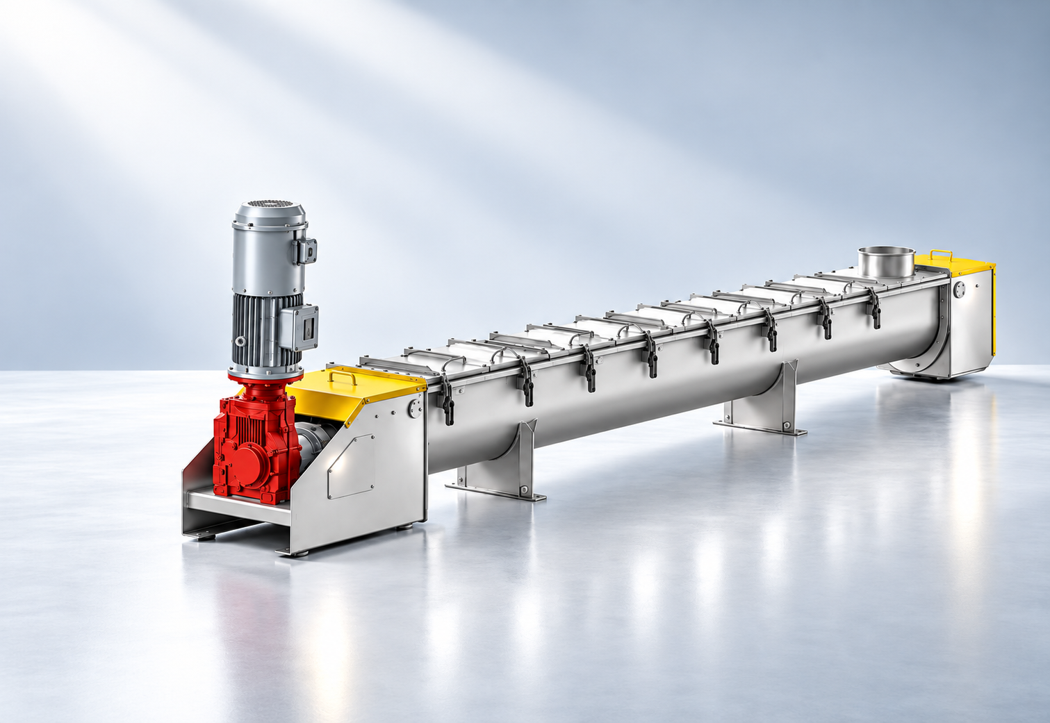 Heavy duty industrial U-Trough screw conveyor engineered by CR Conveyor
