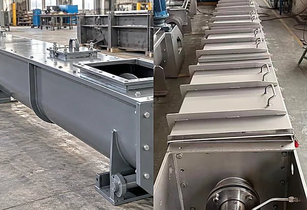 Stainless steel and heavy carbon steel fabricated screw conveyors